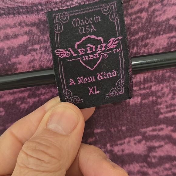 Sledge USA Women's Purple Vneck Tee Shirt Cotton Blend Size XL - Picture 2 of 7